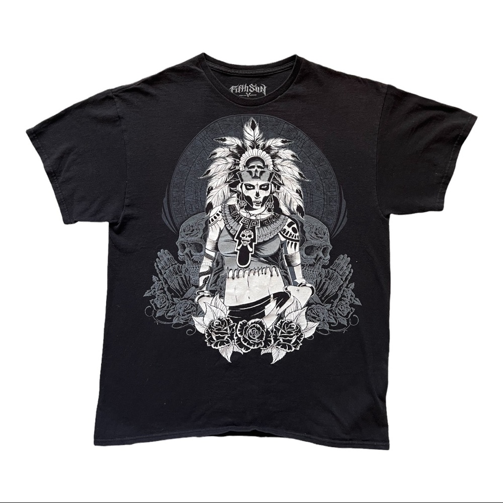 Skull Headdress Aztec/Mayan Girl Men’s Tee